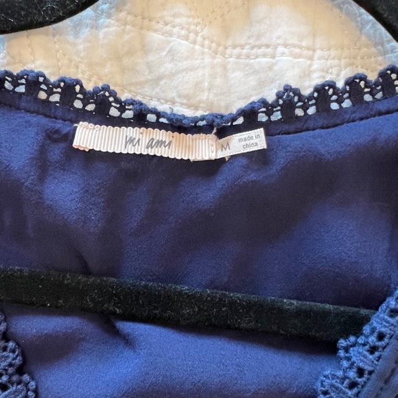 Francesca’s Long Sleeve Lace Wrap Top, Blue - Picture 5 of 5